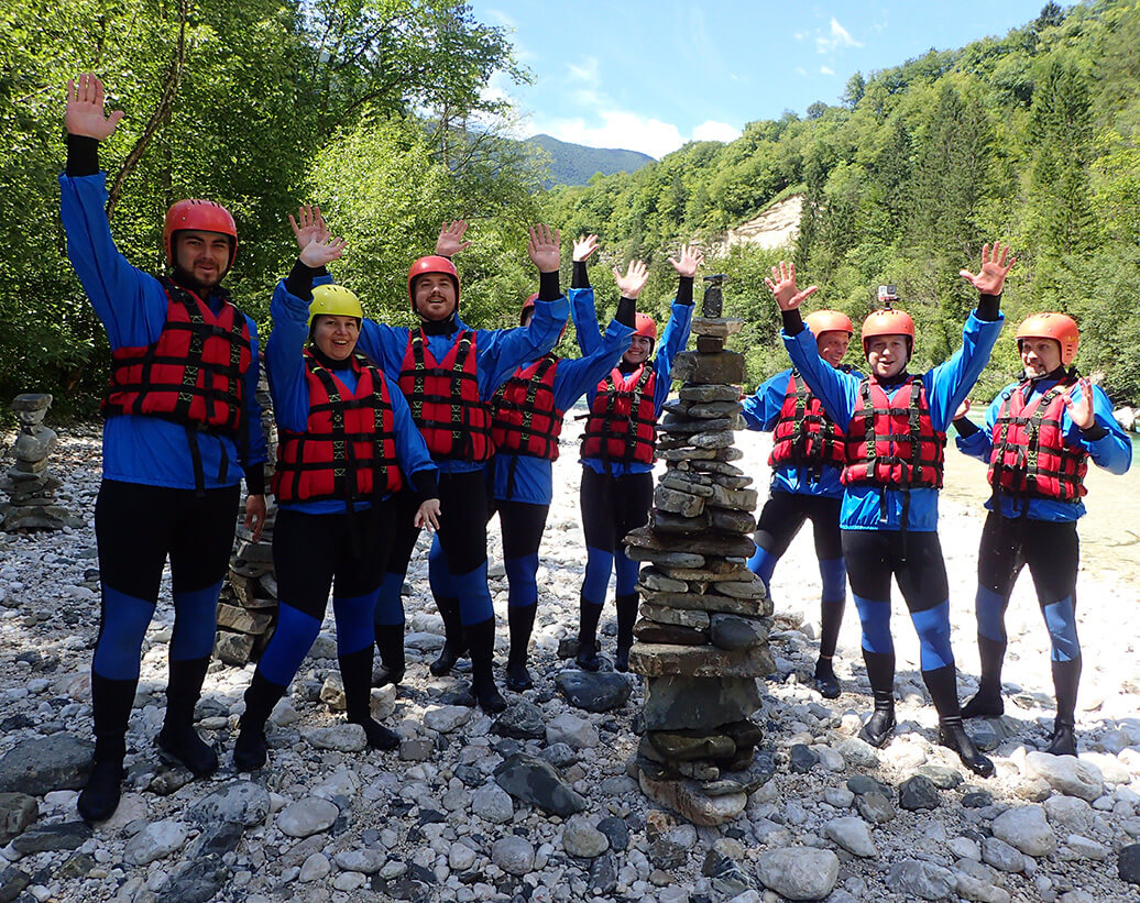 Corporate rafting, team building rafting, Soča river, Bovec, Slovenia